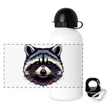 Waschbär - Panorama Trinkflasche mit Deckel 500 ml - Weiß - Vorne