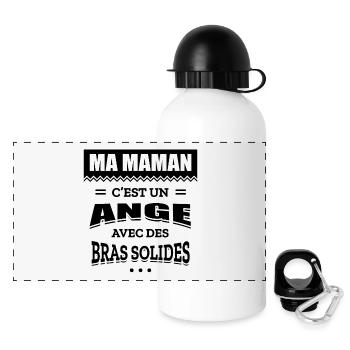 MA MAMAN C'EST UN ANGE AVEC DES BRAS SOLIDES - Gourde panoramique avec couvercle 500 ml - blanc - Devant