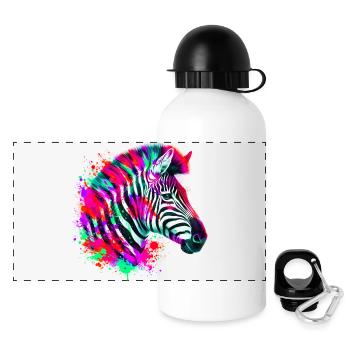 Zebra - Panorama Trinkflasche mit Deckel 500 ml - Weiß - Vorne