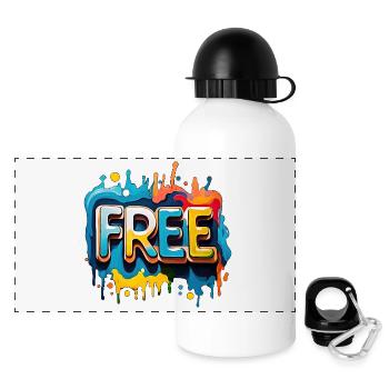 Freei, Libre, Liberté - Gourde panoramique avec couvercle 500 ml - blanc - Devant