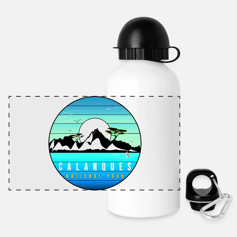Calanques merveille national park Marseille - Panoramic Thermal Bottle with Lid 500 ml - white