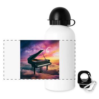 Fantastic concert grand piano in the cloudy sky - Panoramic Thermal Bottle with Lid 500 ml - white - Front