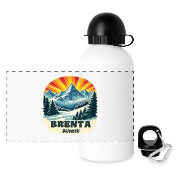 Brenta Dolomiten - Panorama Trinkflasche mit Deckel 500 ml - Weiß - Vorne