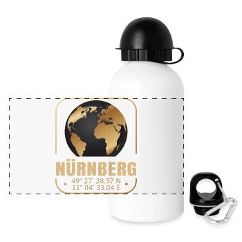 Nürnberg - Panorama Trinkflasche mit Deckel 500 ml - Weiß - Vorne
