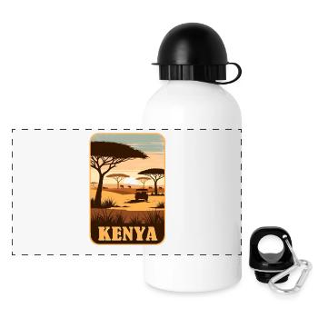 Kenia Afrika Safari - Panorama Trinkflasche mit Deckel 500 ml - Weiß - Vorne