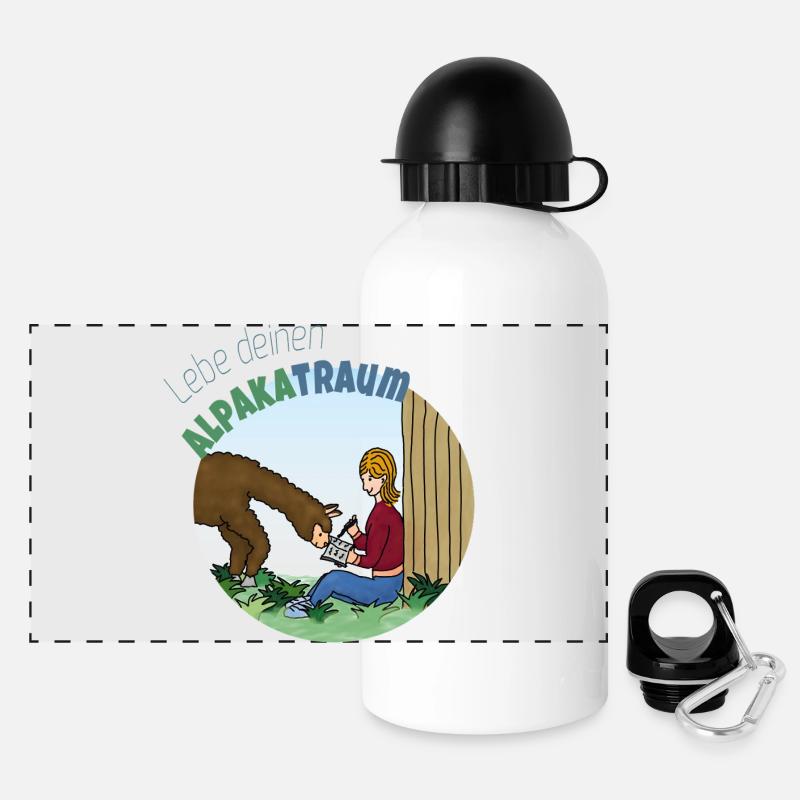 Alpaka-Traum - Panorama Trinkflasche mit Deckel 500 ml - Weiß