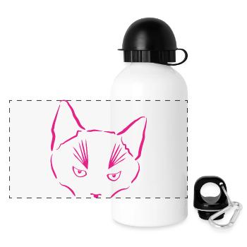 Katze im Fokus - Panorama Trinkflasche mit Deckel 500 ml - Weiß - Vorne