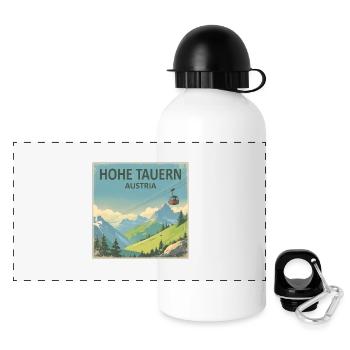 Hohe Tauern Österreich - Panorama Trinkflasche mit Deckel 500 ml - Weiß - Vorne