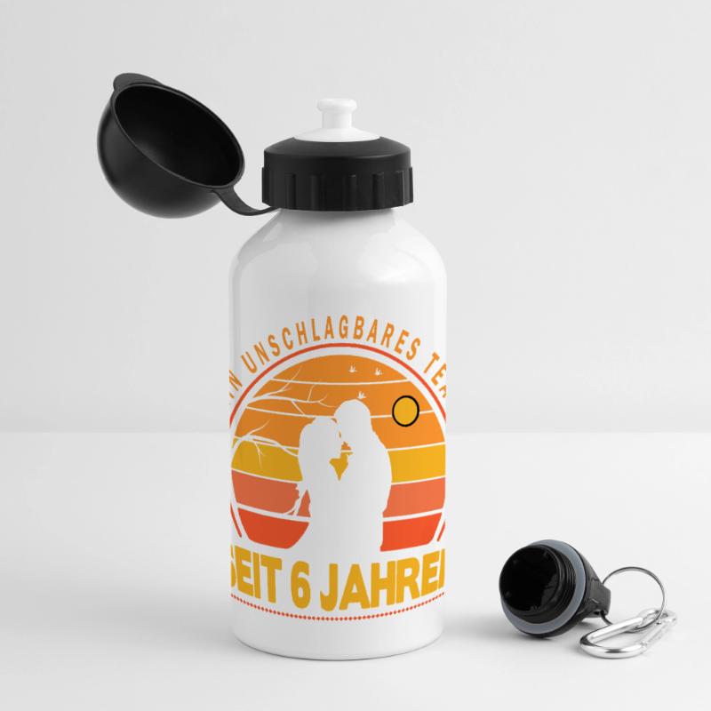 6 Jahre Beziehung Geschenk Partner Ehemann Ehefrau Panorama Trinkflasche mit Deckel 500 ml