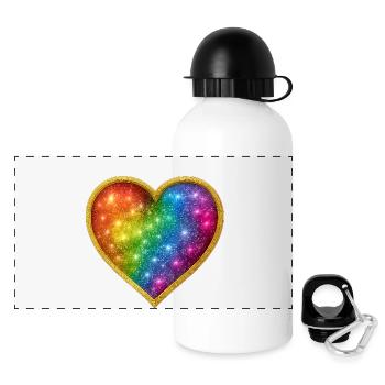 Galaxie-Herz mit goldener Kontur - Panorama Trinkflasche mit Deckel 500 ml - Weiß - Vorne