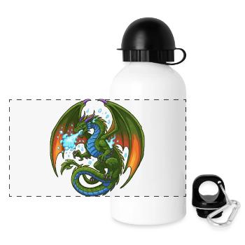 Bleu Vert Dragon Cracheur de Glace - Gourde panoramique avec couvercle 500 ml - blanc - Devant