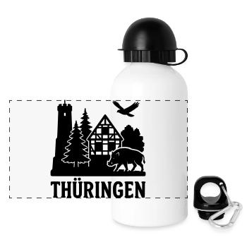 thüringen silhouette - Panorama Trinkflasche mit Deckel 500 ml - Weiß - Vorne