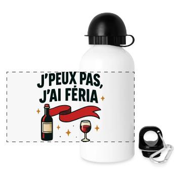 Ich kann nicht, Feria - Panorama Trinkflasche mit Deckel 500 ml - Weiß - Vorne