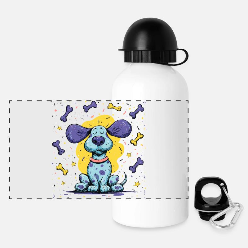 Stardog en orbite colorée - Gourde panoramique avec couvercle 500 ml - blanc