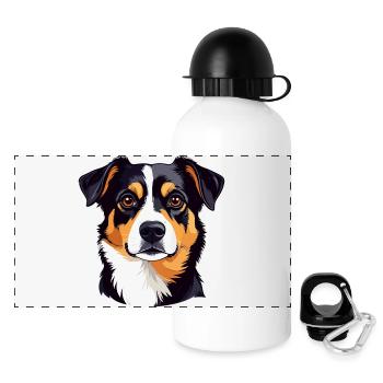 Dog Portrait Color Contrast Dog Head Dog Motif - Panoramic Thermal Bottle with Lid 500 ml - white - Front