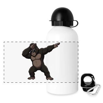 Dabbing Gorilla – Funny Animal Cartoon Motif - Panoramic Thermal Bottle with Lid 500 ml - white - Front