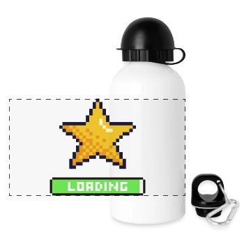 Pixel Star wird geladen - Panorama Trinkflasche mit Deckel 500 ml - Weiß - Vorne