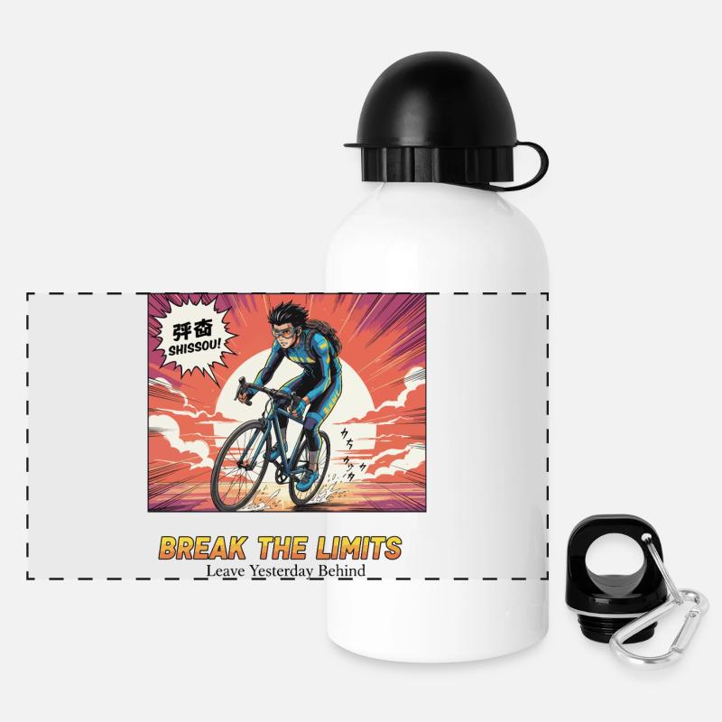 Héros du cyclisme Break The Limits - Gourde panoramique avec couvercle 500 ml - blanc