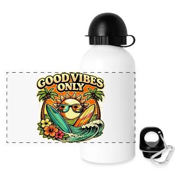 Surf Sonnenuntergang Palmen Strand Design - Panorama Trinkflasche mit Deckel 500 ml - Weiß - Vorne