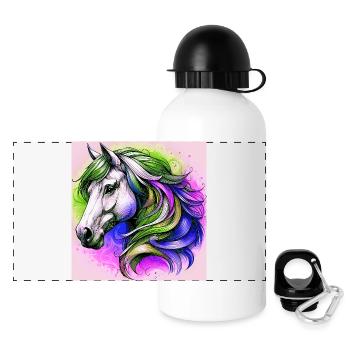 Pferd - Panorama Trinkflasche mit Deckel 500 ml - Weiß - Vorne