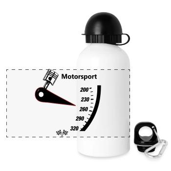 Motorsport Tacho - Panorama Trinkflasche mit Deckel 500 ml - Weiß - Vorne