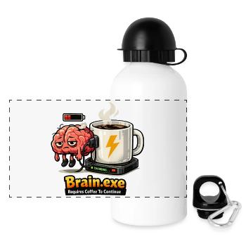 Kaffeegetriebenes Gehirn - Panorama Trinkflasche mit Deckel 500 ml - Weiß - Vorne