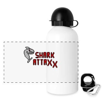 Pixel Shark - Panorama Trinkflasche mit Deckel 500 ml - Weiß - Vorne