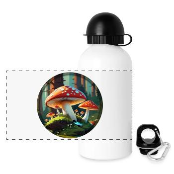 Champignon - Amanita muscaria dans la forêt 001 - Gourde panoramique avec couvercle 500 ml - blanc - Devant