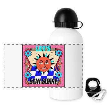 Stay Sunny_ Retro Design - Panorama Trinkflasche mit Deckel 500 ml - Weiß - Vorne