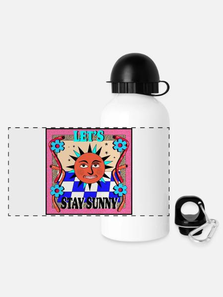 Stay Sunny_ Retro Design - Panoramic Thermal Bottle with Lid 500 ml - white
