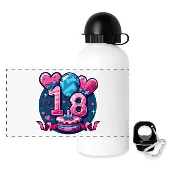 18. Geburtstag volljährig - Panorama Trinkflasche mit Deckel 500 ml - Weiß - Vorne