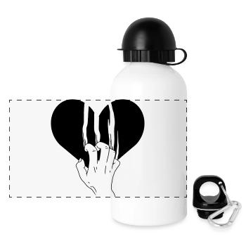 Gebrochenes Herz zerrissene Liebe - Panorama Trinkflasche mit Deckel 500 ml - Weiß - Vorne