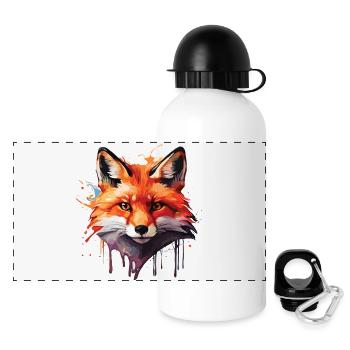 Aquarell Fuchs - Panorama Trinkflasche mit Deckel 500 ml - Weiß - Vorne