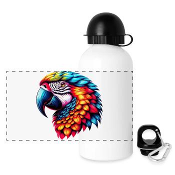 Papagei - Panorama Trinkflasche mit Deckel 500 ml - Weiß - Vorne