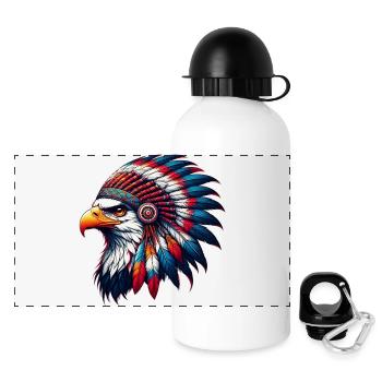 Aigle amérindien Peaux rouges américaines - Gourde panoramique avec couvercle 500 ml - blanc - Devant