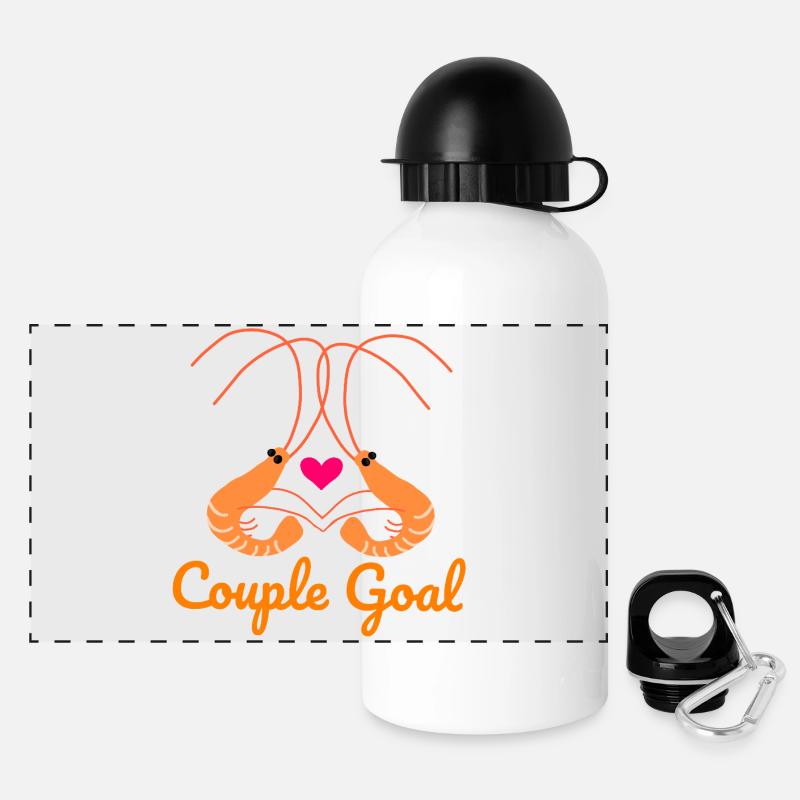Paar Ziel Garnelen Romantisch Liebe Valentinstag - Panorama Trinkflasche mit Deckel 500 ml - Weiß