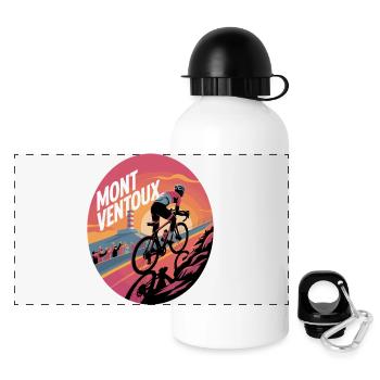 Cycliste au Mont Ventoux au coucher du soleil - Gourde panoramique avec couvercle 500 ml - blanc - Devant