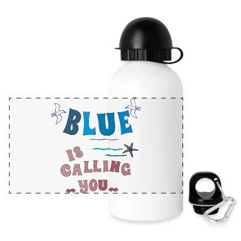 blue is calling you, es ist Urlaubszeit - Panorama Trinkflasche mit Deckel 500 ml - Weiß - Vorne