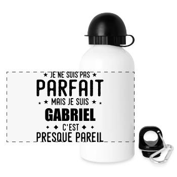 Gabriel: authentic, imperfect, top, perfection - Panoramic Thermal Bottle with Lid 500 ml - white - Front