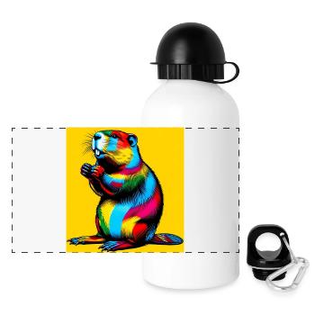 Bieber - Panorama Trinkflasche mit Deckel 500 ml - Weiß - Vorne