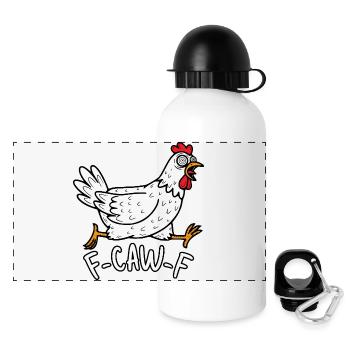 F-Caw-F Huhn - Panorama Trinkflasche mit Deckel 500 ml - Weiß - Vorne