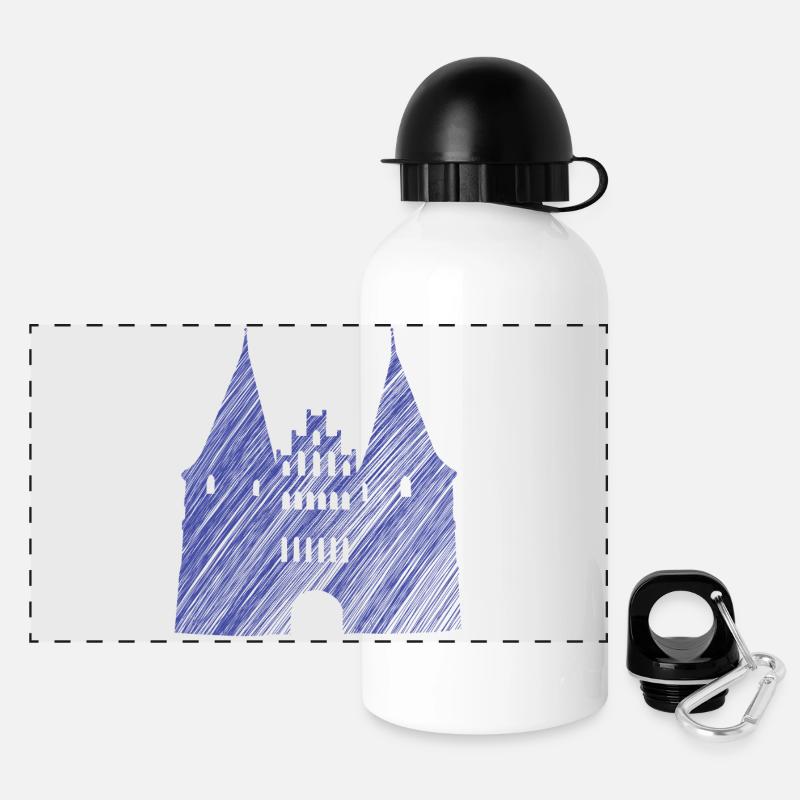 Lübeck Landmark Blue | Scribble Look - Panoramic Thermal Bottle with Lid 500 ml - white