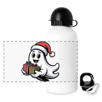 Weihnachtsgeist mit Geschenken - Panorama Trinkflasche mit Deckel 500 ml - Weiß - Vorne