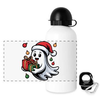 Weihnachtsgeist mit Geschenken - Panorama Trinkflasche mit Deckel 500 ml - Weiß - Vorne