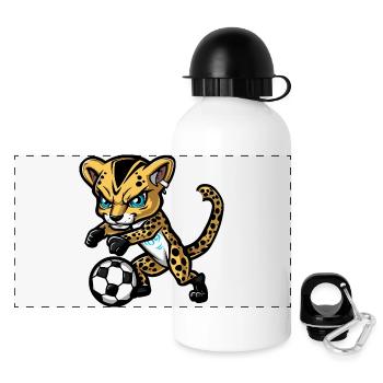 Gepard Fußball Comic - Panorama Trinkflasche mit Deckel 500 ml - Weiß - Vorne