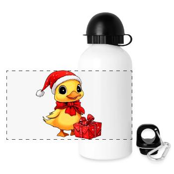 Ente Weihnachten - Panorama Trinkflasche mit Deckel 500 ml - Weiß - Vorne
