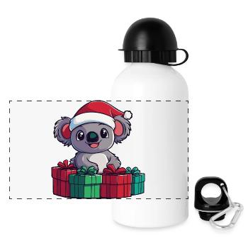 Koala Weihnachten - Panorama Trinkflasche mit Deckel 500 ml - Weiß - Vorne