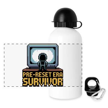 Pixel Art de Survivor de l’ère pré-reset - Gourde panoramique avec couvercle 500 ml - blanc - Devant