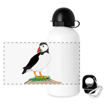 Puffin Print - Panorama Trinkflasche mit Deckel 500 ml - Weiß - Vorne