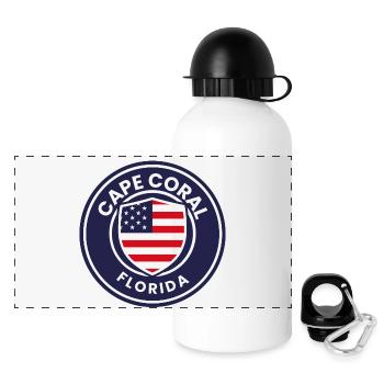 Cape Coral Florida Flag Crest - Panoramic Thermal Bottle with Lid 500 ml - white - Front